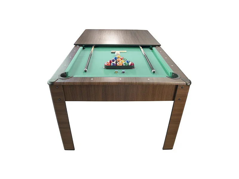 Billard Américain HARMONY 6Ft - 206,5 x 116,5 x 80 cm avec accessoires et plateau dînatoire - Couleur Chêne
