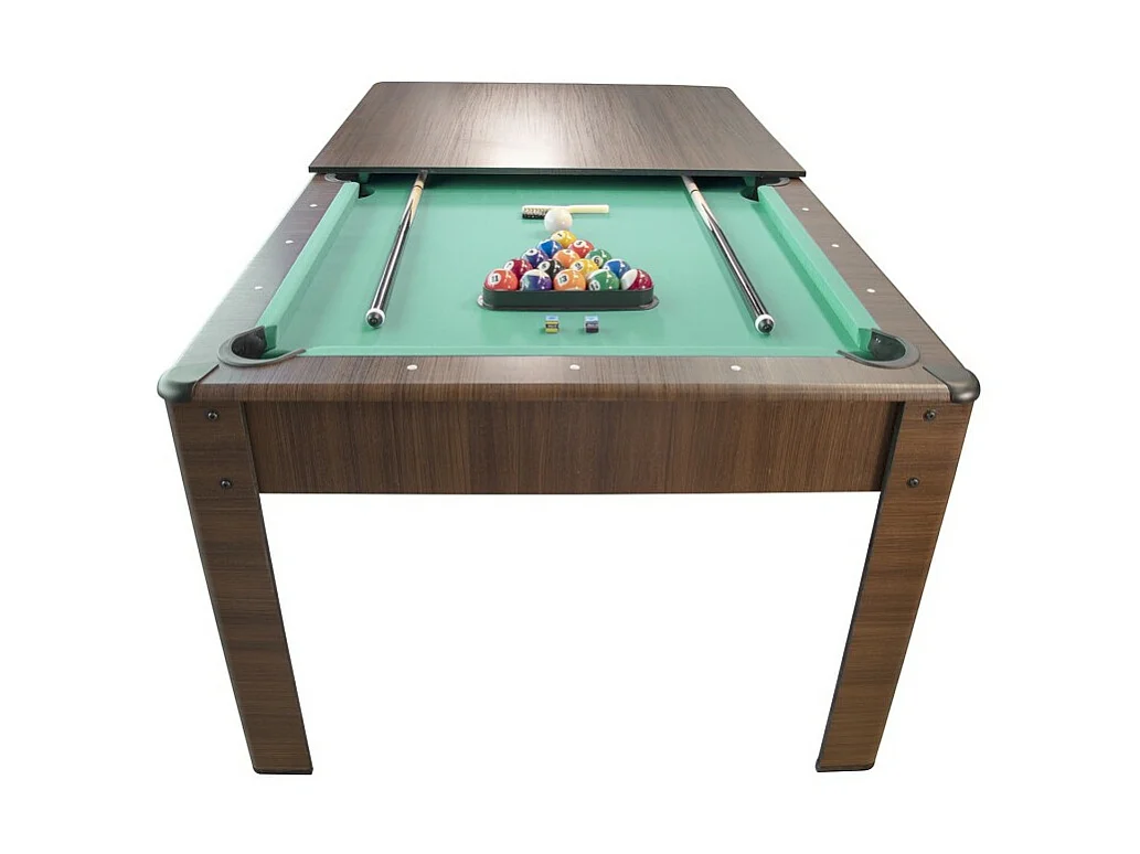 Billard Américain HARMONY 6Ft - 206,5 x 116,5 x 80 cm avec accessoires et plateau dînatoire - Couleur Chêne