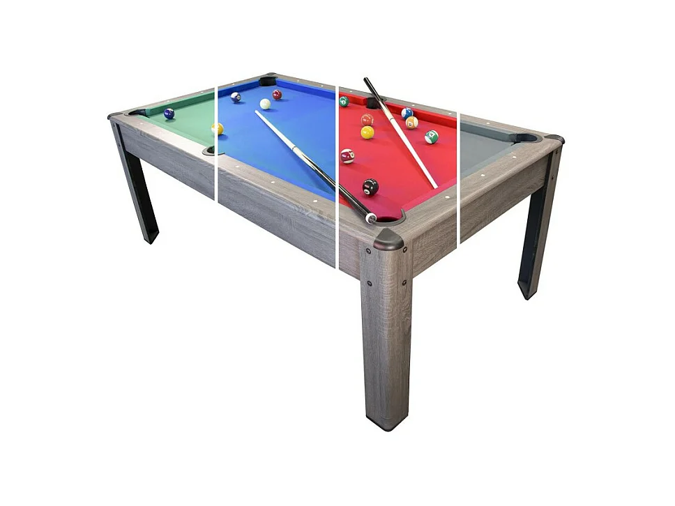 Billard Américain AMBIANCE 7Ft - 226,5 x 126,5 x 80 cm avec accessoires et plateau dînatoire - Gris