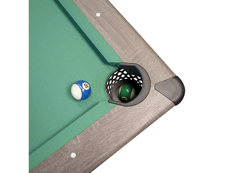 Billard Américain AMBIANCE 7Ft - 226,5 x 126,5 x 80 cm avec accessoires et plateau dînatoire - Gris
