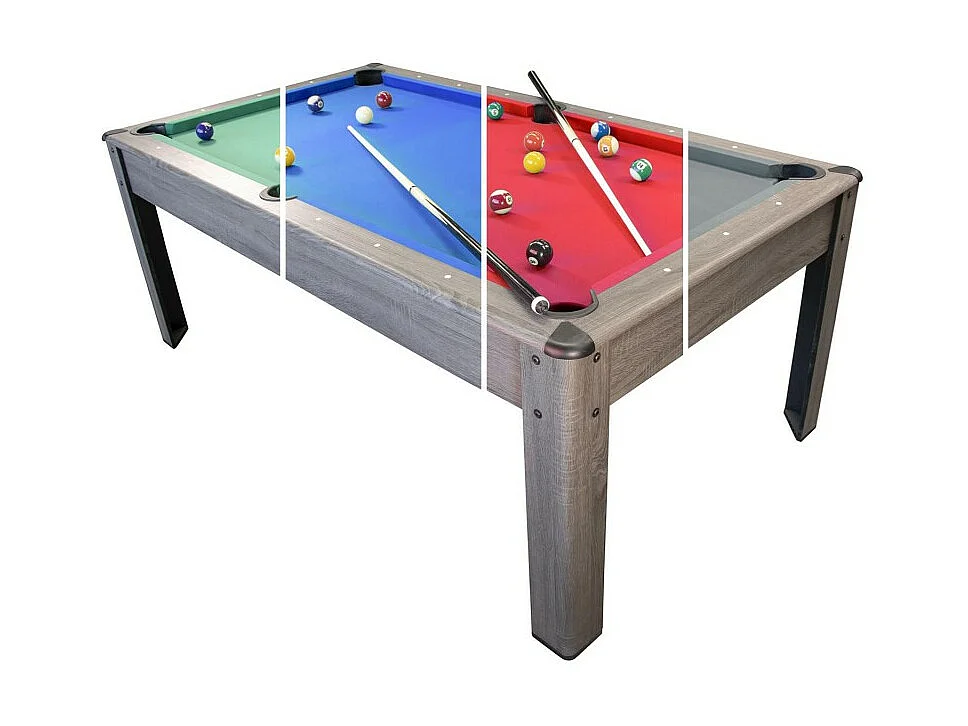 Billard Américain AMBIANCE 7Ft - 226,5 x 126,5 x 80 cm avec accessoires et plateau dînatoire - Gris