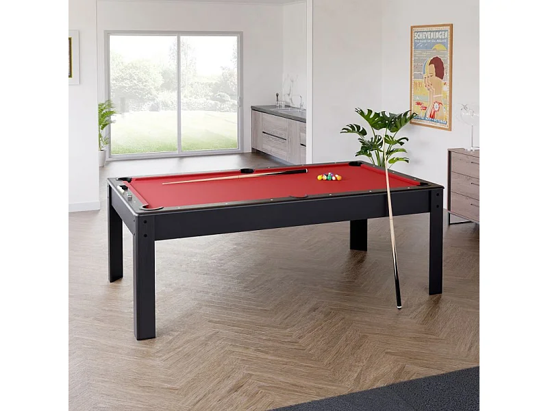 Billard Américain HARMONY 6Ft - 206,5 x 116,5 x 80 cm avec accessoires et plateau dînatoire - Couleur Noir
