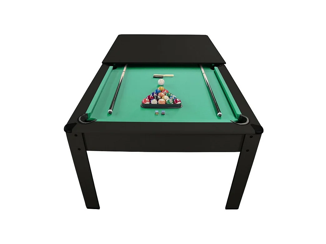 Billard Américain AMBIANCE 7Ft - 226,5 x 126,5 x 80 cm avec accessoires et plateau dînatoire - Couleur Noir