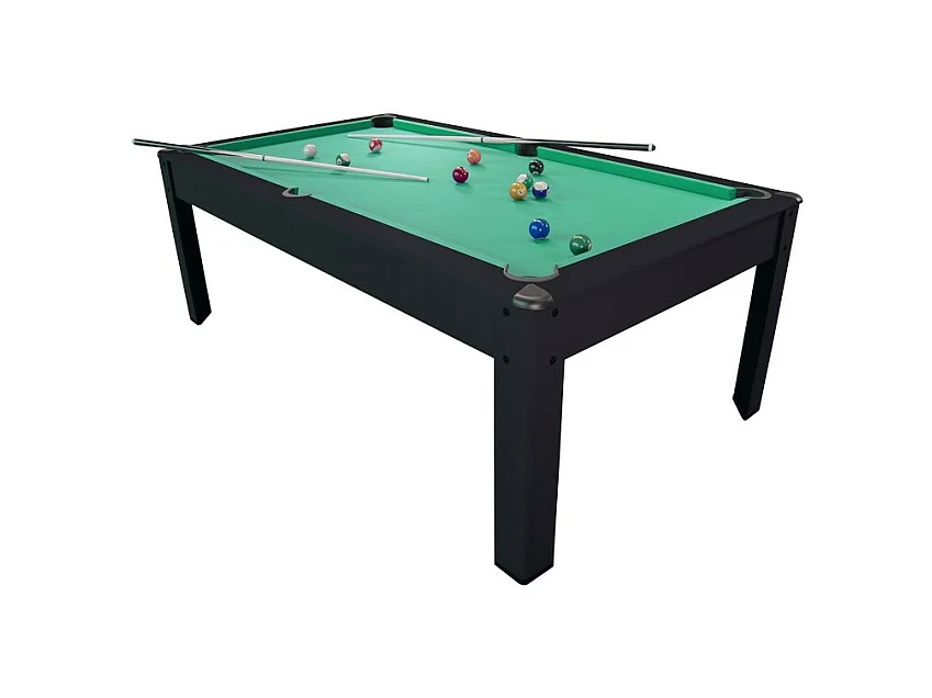 Billard Américain AMBIANCE 7Ft - 226,5 x 126,5 x 80 cm avec accessoires et plateau dînatoire - Couleur Noir