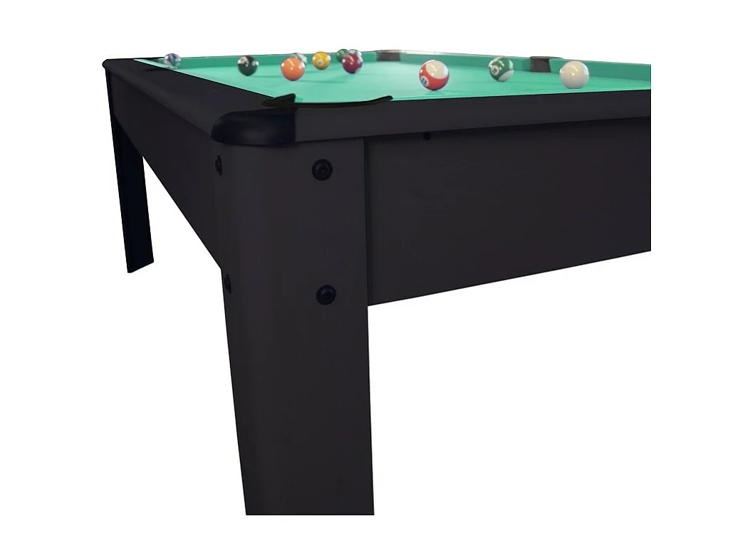 Billard Américain AMBIANCE 7Ft - 226,5 x 126,5 x 80 cm avec accessoires et plateau dînatoire - Couleur Noir