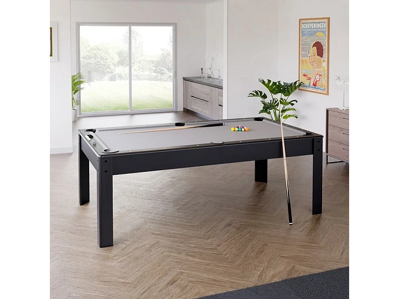 Billard Américain HARMONY 6Ft - 206,5 x 116,5 x 80 cm avec accessoires et plateau dînatoire - Couleur Noir