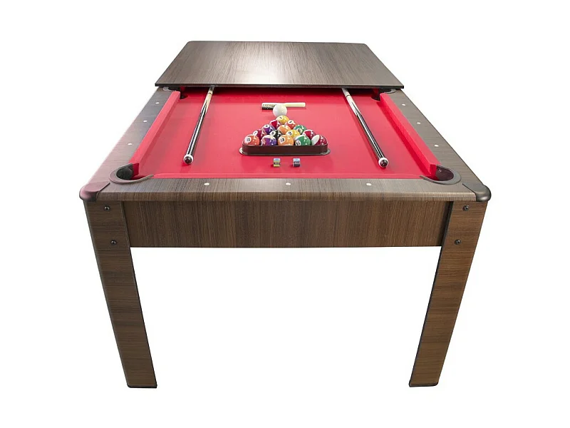 Billard Américain AMBIANCE 7Ft - 226,5 x 126,5 x 80 cm avec accessoires et plateau dînatoire - Couleur Chêne