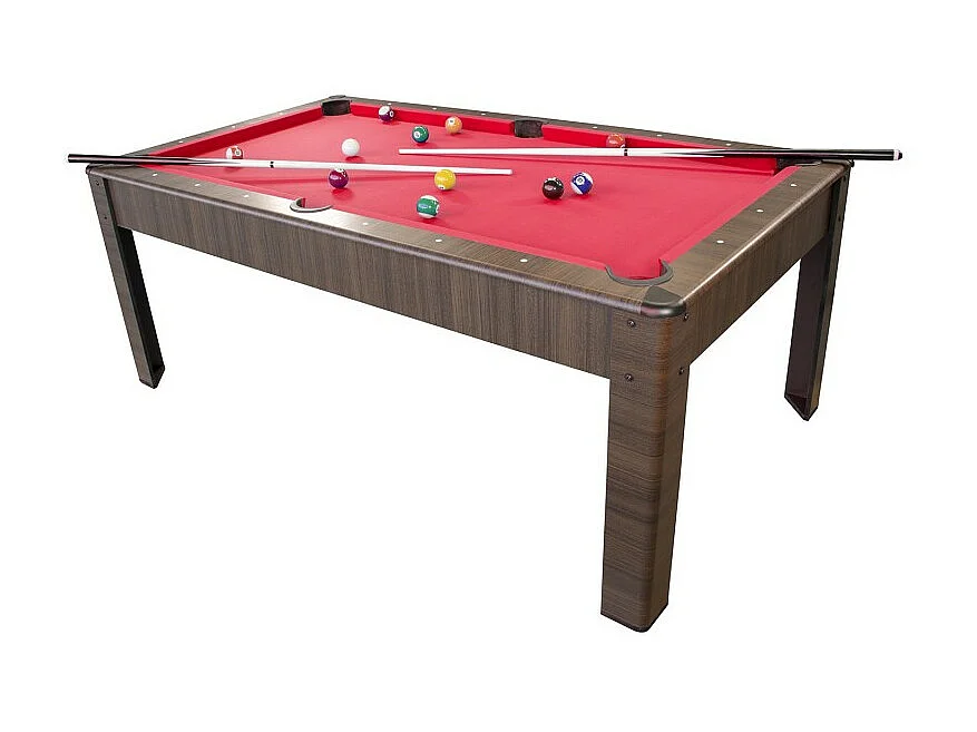 Billard Américain AMBIANCE 7Ft - 226,5 x 126,5 x 80 cm avec accessoires et plateau dînatoire - Couleur Chêne