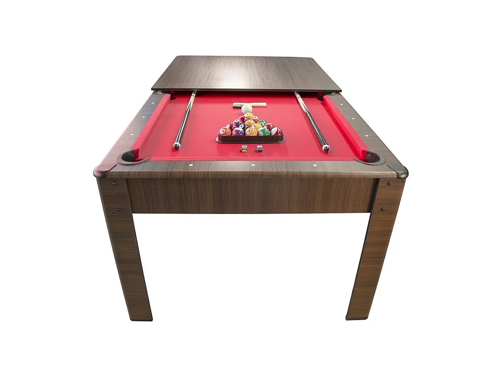 Billard Américain AMBIANCE 7Ft - 226,5 x 126,5 x 80 cm avec accessoires et plateau dînatoire - Couleur Chêne
