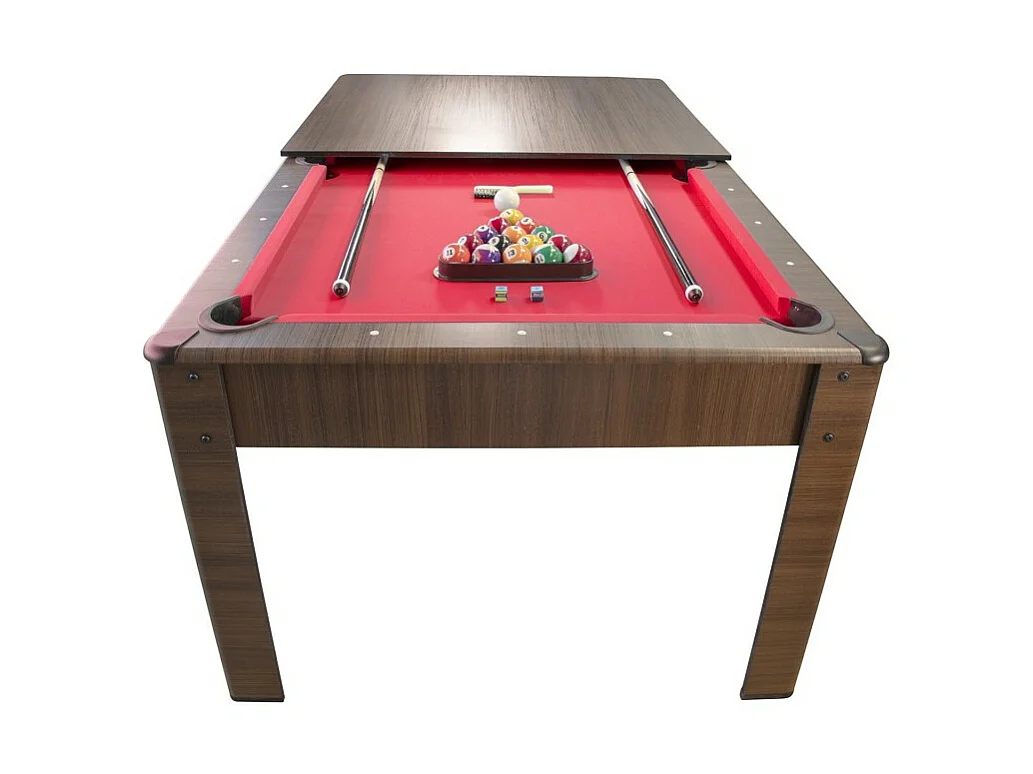 Billard Américain AMBIANCE 7Ft - 226,5 x 126,5 x 80 cm avec accessoires et plateau dînatoire - Couleur Chêne