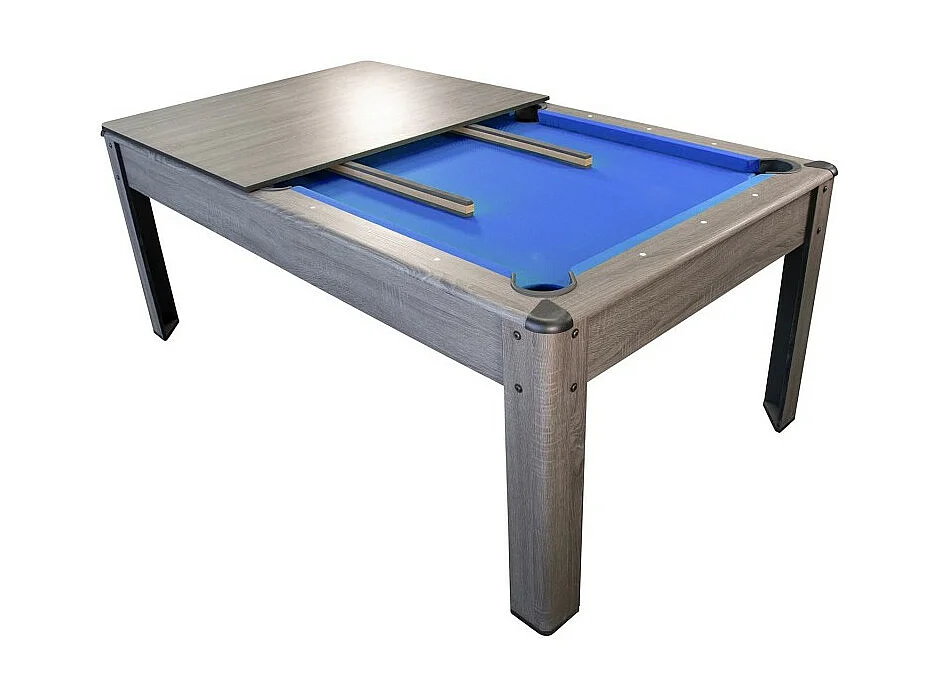 Billard Américain AMBIANCE 7Ft - 226,5 x 126,5 x 80 cm avec accessoires et plateau dînatoire - Gris