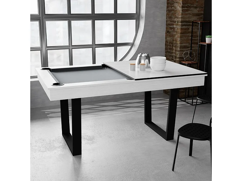 Billard Américain Convertible en Table à manger 6/8 personnes 206 x 116 x 82 Cm - Horizon