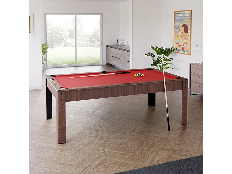 Billard Américain HARMONY 6Ft - 206,5 x 116,5 x 80 cm avec accessoires et plateau dînatoire - Couleur Chêne