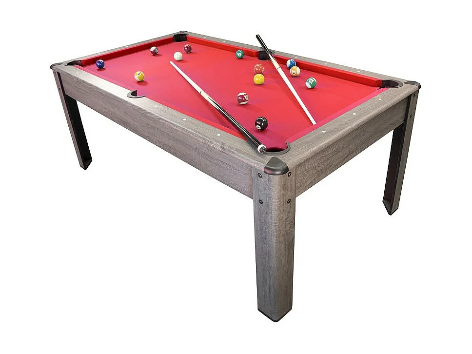 Billard Américain AMBIANCE 7Ft - 226,5 x 126,5 x 80 cm avec accessoires et plateau dînatoire - Gris
