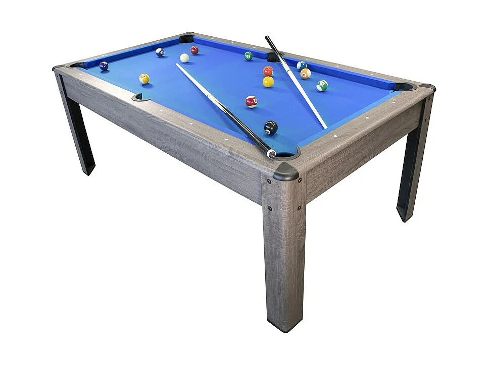 Billard Américain HARMONY 6Ft - 206,5 x 116,5 x 80 cm avec accessoires et plateau dînatoire - Gris
