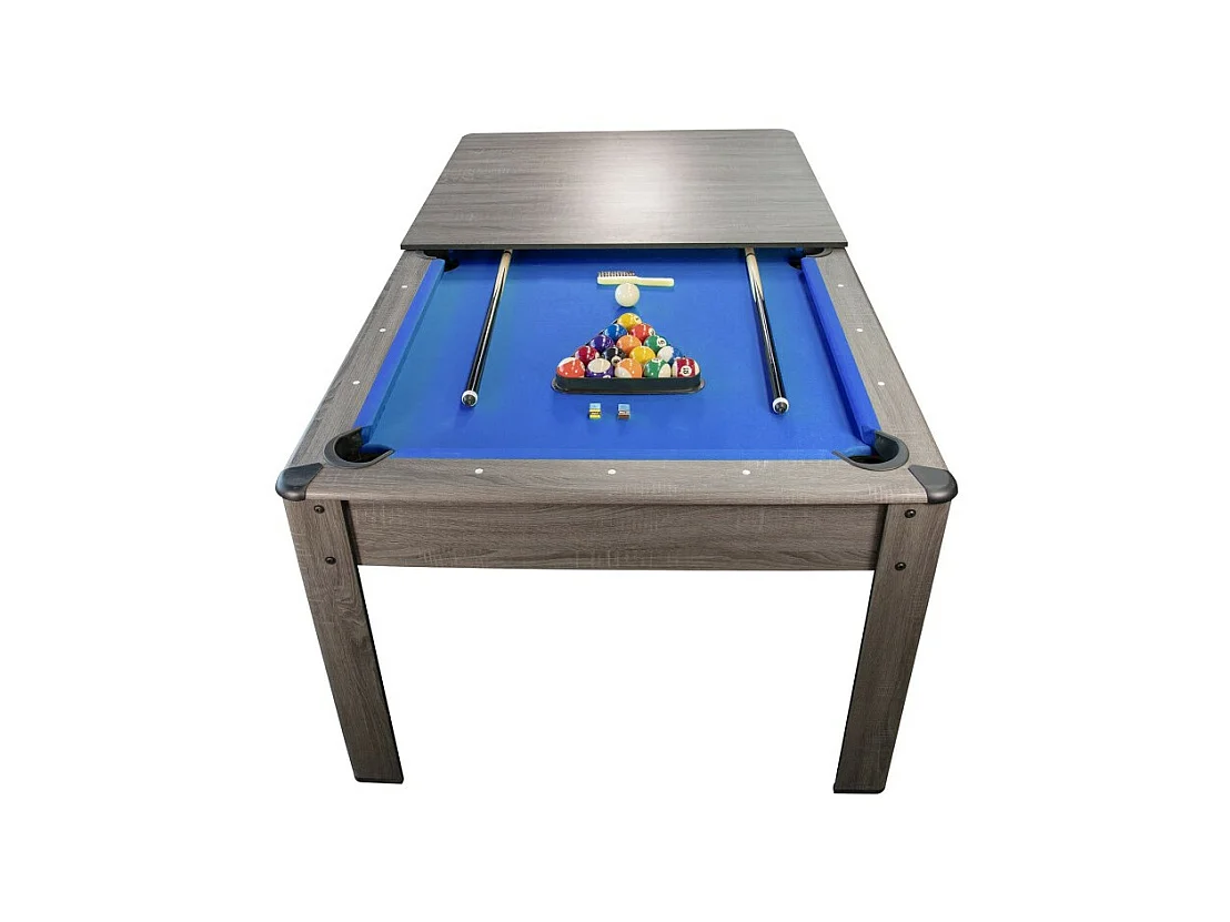 Billard Américain HARMONY 6Ft - 206,5 x 116,5 x 80 cm avec accessoires et plateau dînatoire - Gris