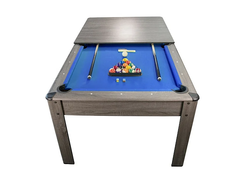 Billard Américain HARMONY 6Ft - 206,5 x 116,5 x 80 cm avec accessoires et plateau dînatoire - Gris
