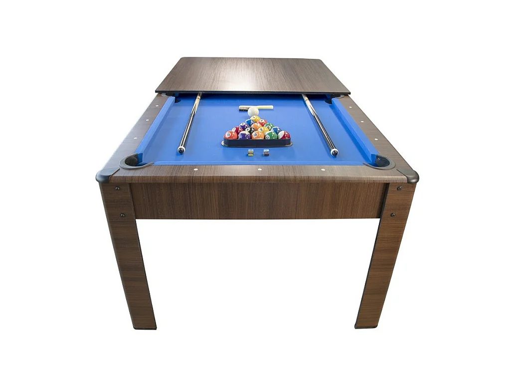 Billard Américain AMBIANCE 7Ft - 226,5 x 126,5 x 80 cm avec accessoires et plateau dînatoire - Couleur Chêne