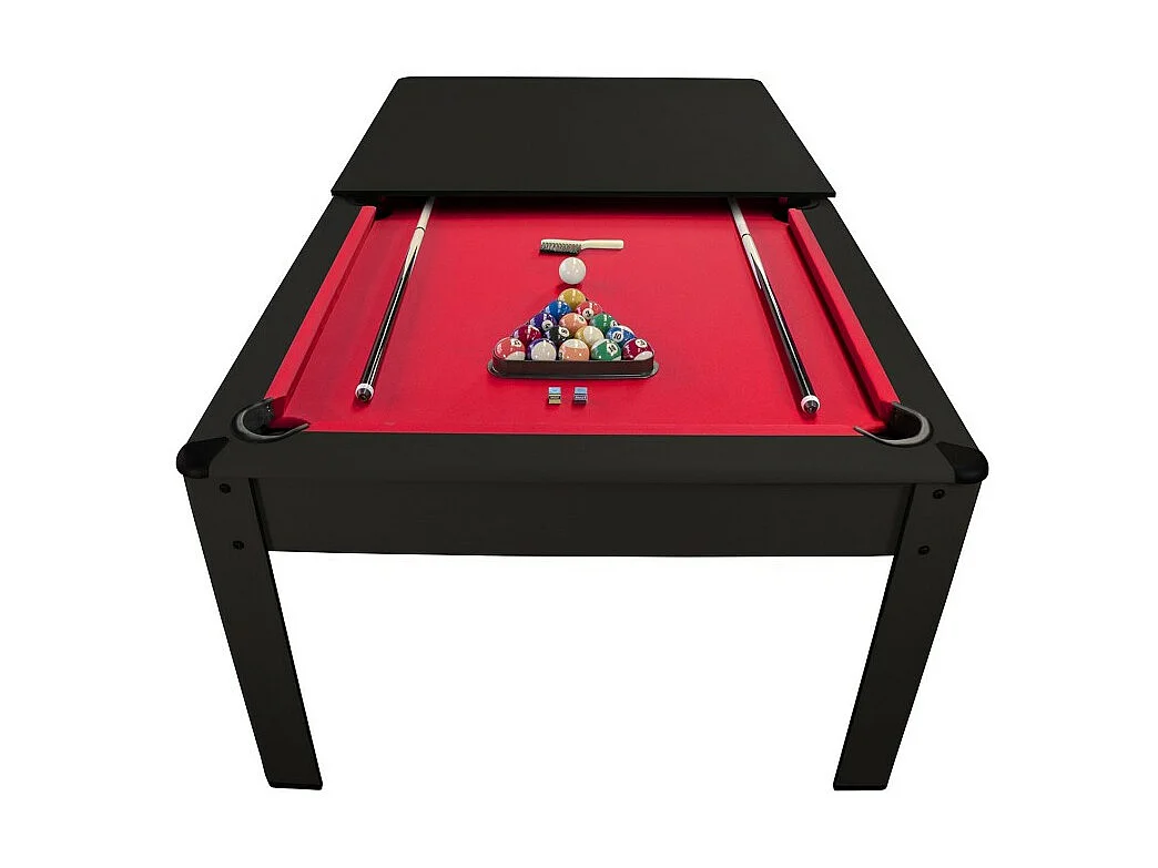 Billard Américain AMBIANCE 7Ft - 226,5 x 126,5 x 80 cm avec accessoires et plateau dînatoire - Couleur Noir