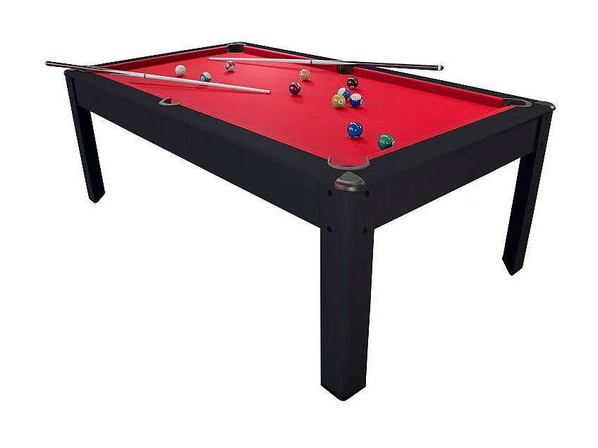 Billard Américain AMBIANCE 7Ft - 226,5 x 126,5 x 80 cm avec accessoires et plateau dînatoire - Couleur Noir