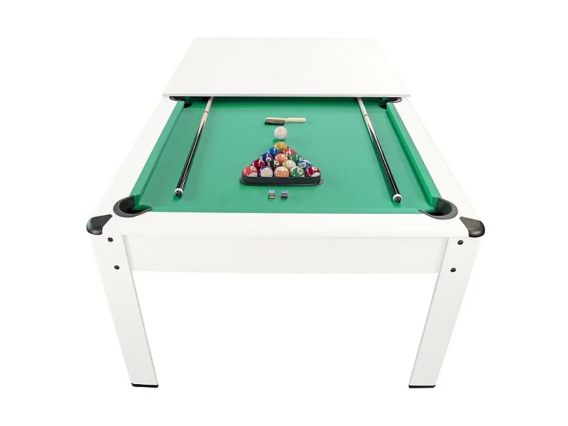 Billard Américain HARMONY 6Ft - 206,5 x 116,5 x 80 cm avec accessoires et plateau dînatoire - Couleur Ivoire