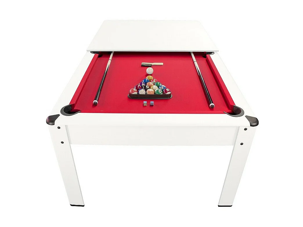 Billard Américain HARMONY 6Ft - 206,5 x 116,5 x 80 cm avec accessoires et plateau dînatoire - Couleur Ivoire