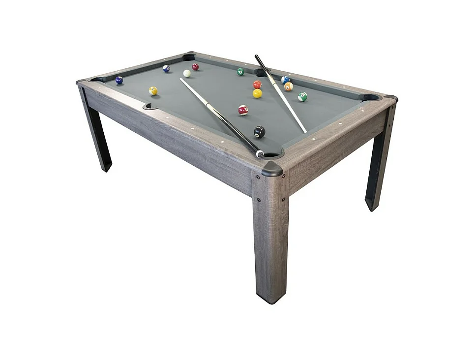 Billard Américain HARMONY 6Ft - 206,5 x 116,5 x 80 cm avec accessoires et plateau dînatoire - Gris