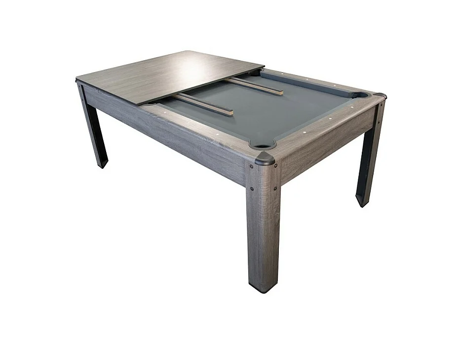 Billard Américain HARMONY 6Ft - 206,5 x 116,5 x 80 cm avec accessoires et plateau dînatoire - Gris