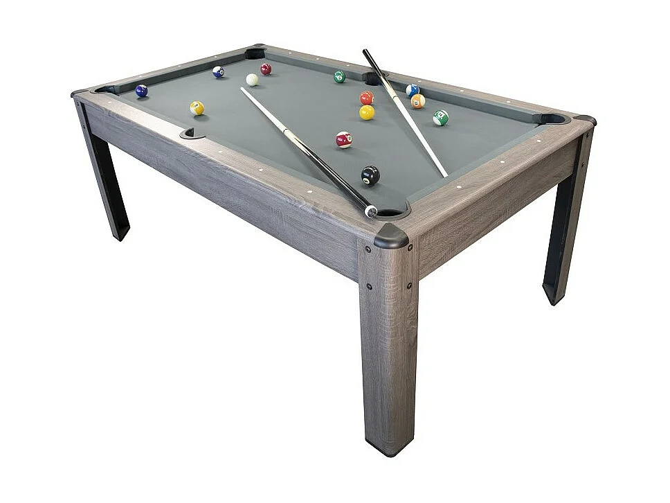 Billard Américain HARMONY 6Ft - 206,5 x 116,5 x 80 cm avec accessoires et plateau dînatoire - Gris