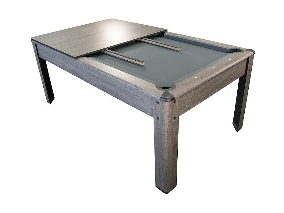 Billard Américain HARMONY 6Ft - 206,5 x 116,5 x 80 cm avec accessoires et plateau dînatoire - Gris