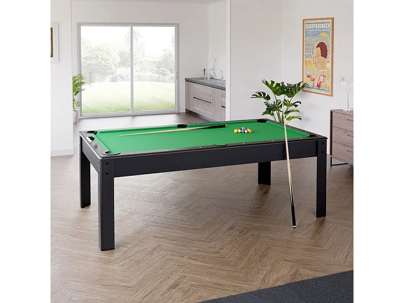 Billard Américain HARMONY 6Ft - 206,5 x 116,5 x 80 cm avec accessoires et plateau dînatoire - Couleur Noir
