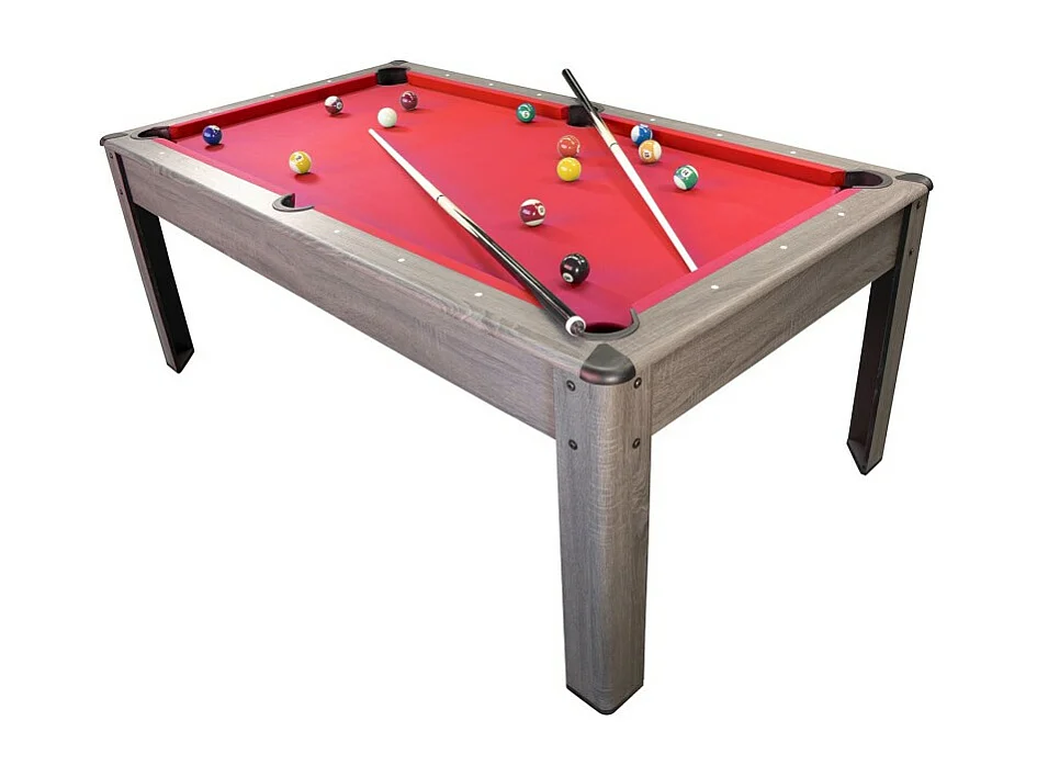 Billard Américain HARMONY 6Ft - 206,5 x 116,5 x 80 cm avec accessoires et plateau dînatoire - Gris