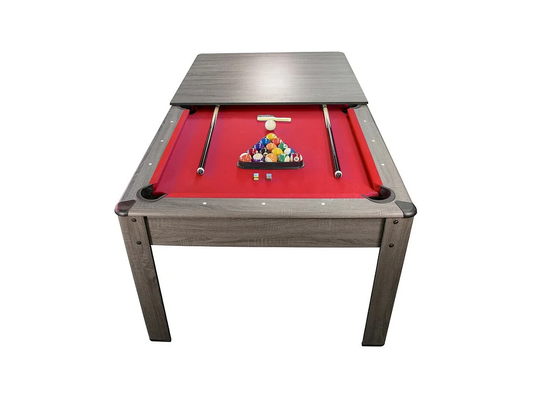 Billard Américain HARMONY 6Ft - 206,5 x 116,5 x 80 cm avec accessoires et plateau dînatoire - Gris