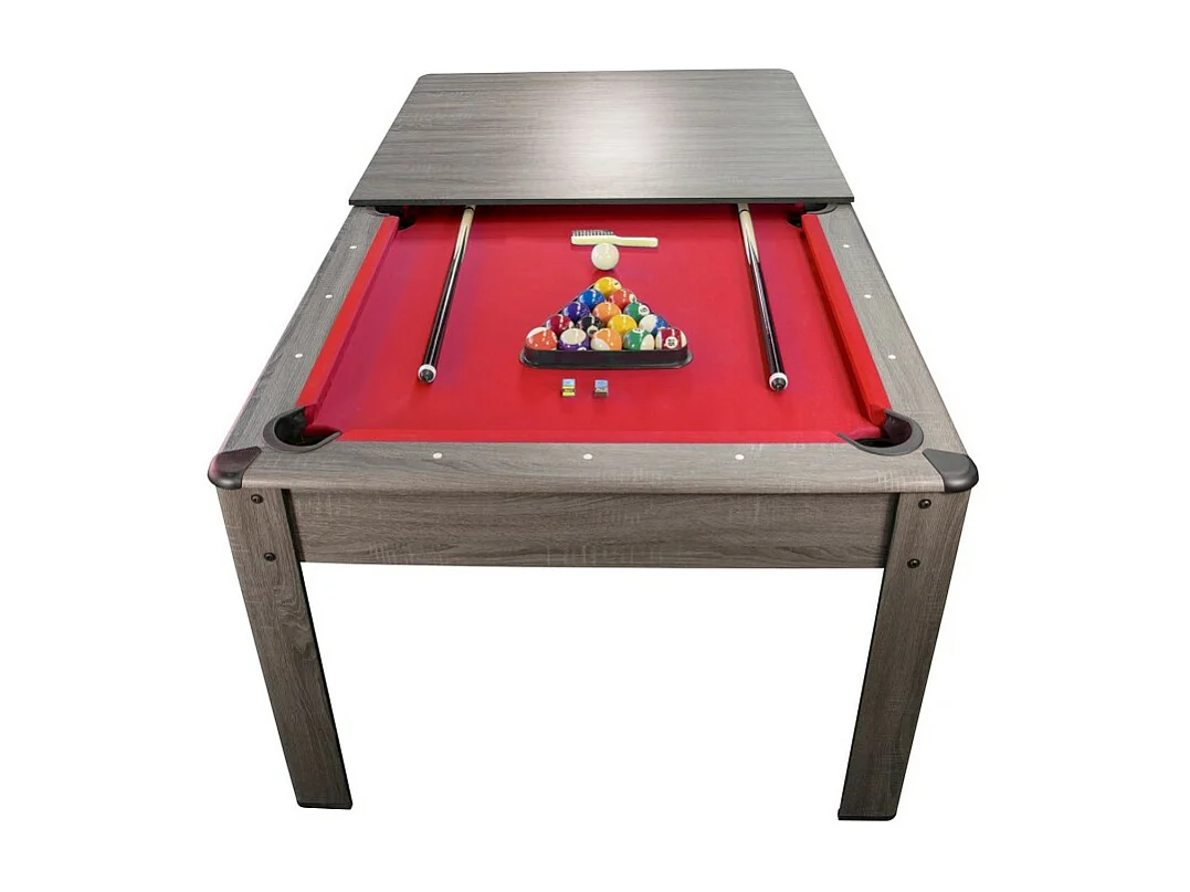 Billard Américain HARMONY 6Ft - 206,5 x 116,5 x 80 cm avec accessoires et plateau dînatoire - Gris