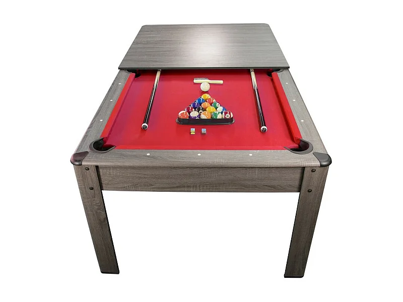 Billard Américain HARMONY 6Ft - 206,5 x 116,5 x 80 cm avec accessoires et plateau dînatoire - Gris