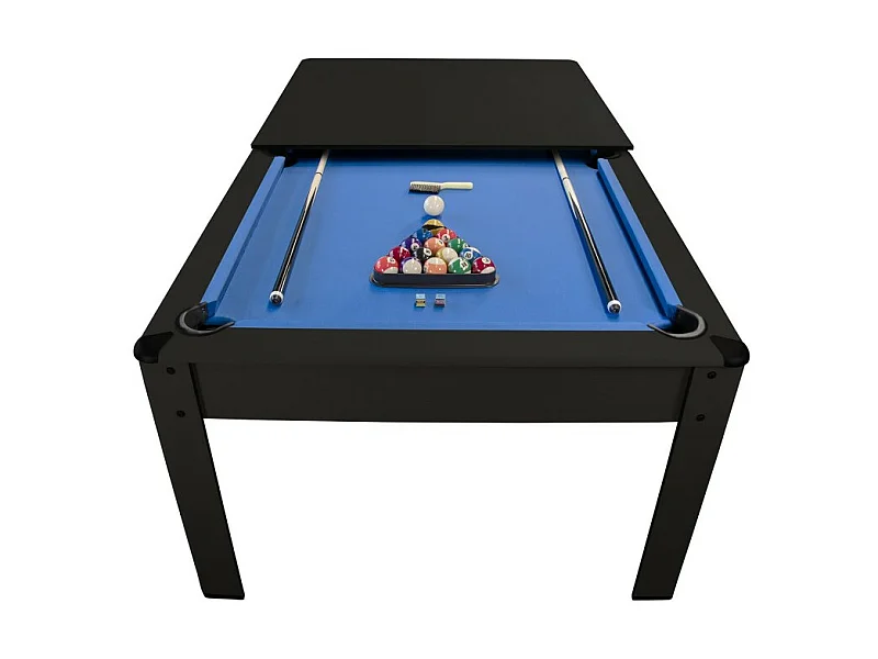 Billard Américain AMBIANCE 7Ft - 226,5 x 126,5 x 80 cm avec accessoires et plateau dînatoire - Couleur Noir