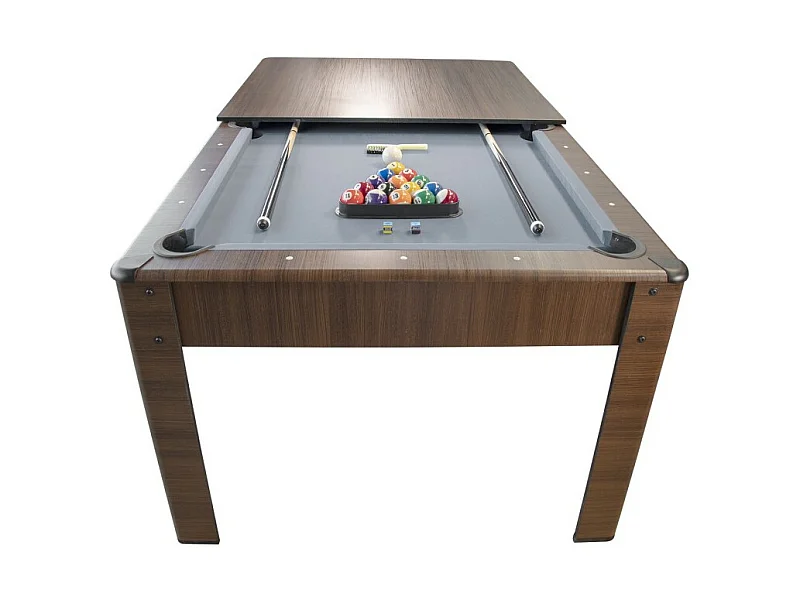 Billard Américain AMBIANCE 7Ft - 226,5 x 126,5 x 80 cm avec accessoires et plateau dînatoire - Couleur Chêne