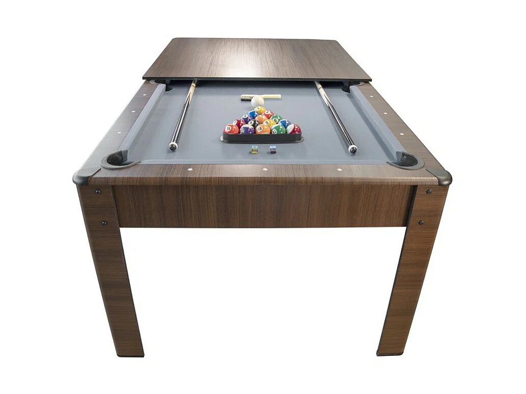 Billard Américain AMBIANCE 7Ft - 226,5 x 126,5 x 80 cm avec accessoires et plateau dînatoire - Couleur Chêne