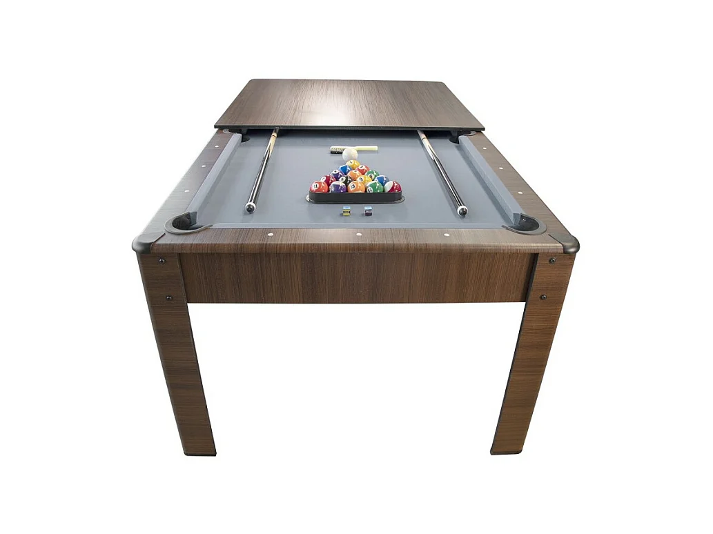 Billard Américain AMBIANCE 7Ft - 226,5 x 126,5 x 80 cm avec accessoires et plateau dînatoire - Couleur Chêne