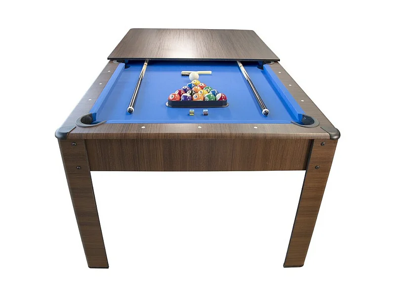 Billard Américain HARMONY 6Ft - 206,5 x 116,5 x 80 cm avec accessoires et plateau dînatoire - Couleur Chêne