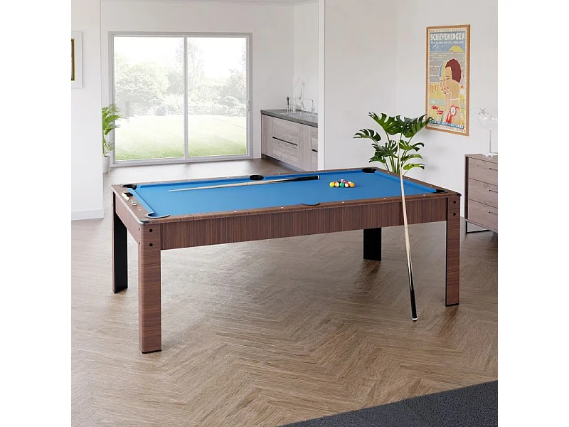 Billard Américain HARMONY 6Ft - 206,5 x 116,5 x 80 cm avec accessoires et plateau dînatoire - Couleur Chêne
