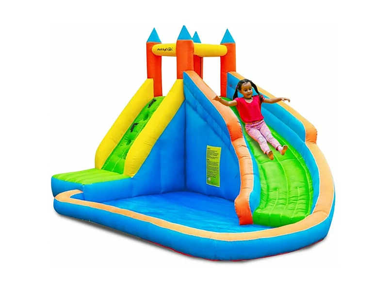 Château Aquatique Gonflable pour enfants 4m - Aire de jeux avec Escalade, Tobbogan et Piscine - Aqua Park