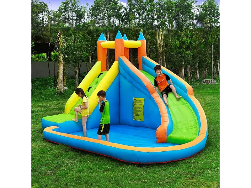 Château Aquatique Gonflable pour enfants 4m - Aire de jeux avec Escalade, Tobbogan et Piscine - Aqua Park