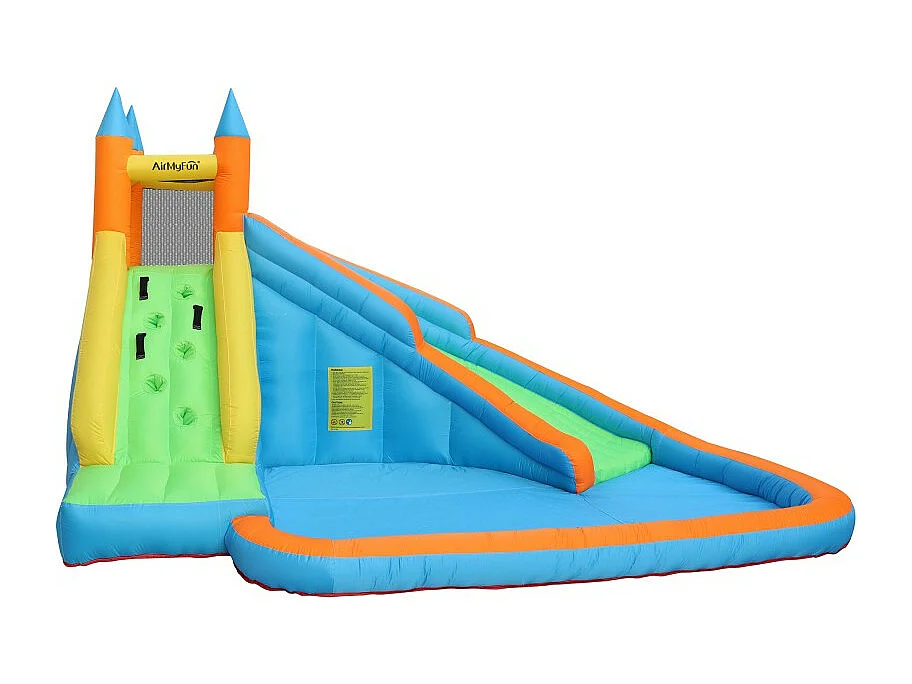 Château Aquatique Gonflable pour enfants 4m - Aire de jeux avec Escalade, Tobbogan et Piscine - Aqua Park