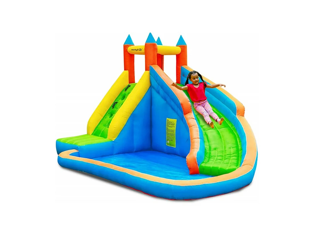 Château Aquatique Gonflable pour enfants 4m - Aire de jeux avec Escalade, Tobbogan et Piscine - Aqua Park