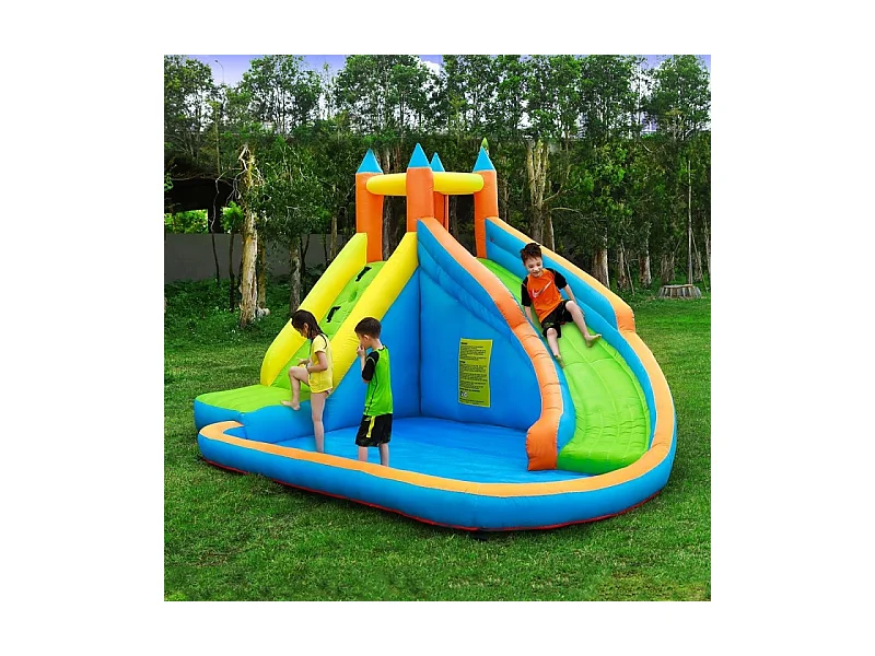 Château Aquatique Gonflable pour enfants 4m - Aire de jeux avec Escalade, Tobbogan et Piscine - Aqua Park