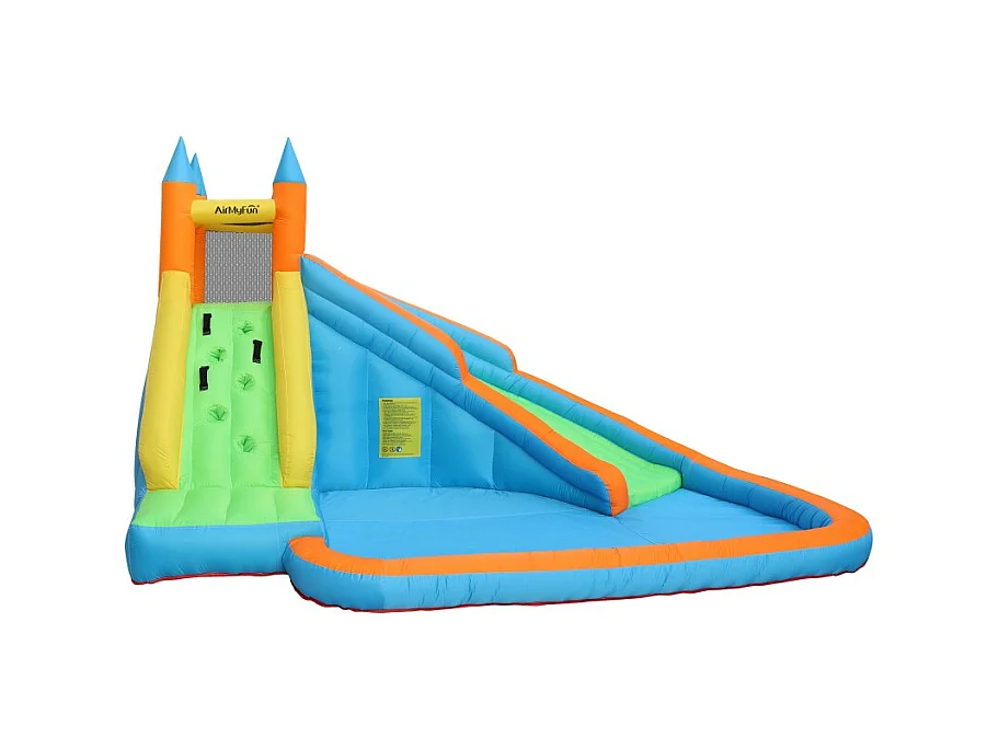 Château Aquatique Gonflable pour enfants 4m - Aire de jeux avec Escalade, Tobbogan et Piscine - Aqua Park