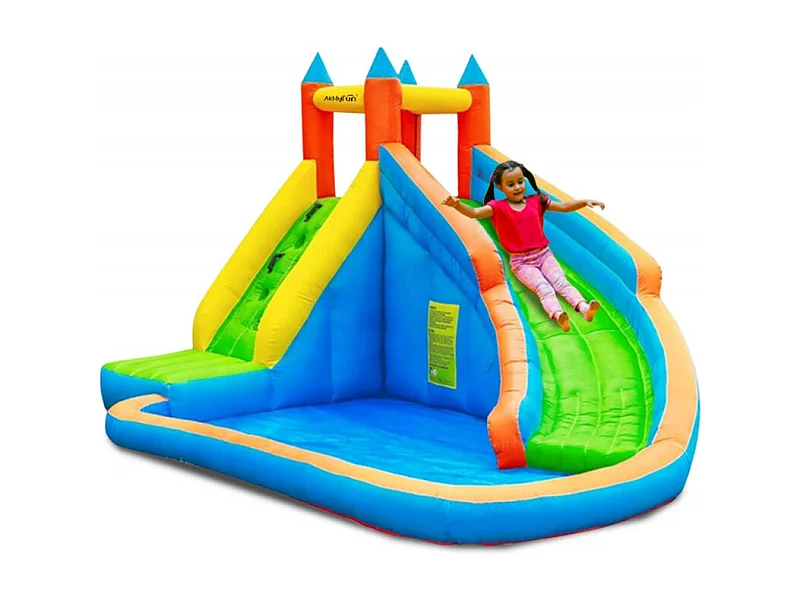 Château Aquatique Gonflable pour enfants 4m - Aire de jeux avec Escalade, Tobbogan et Piscine - Aqua Park