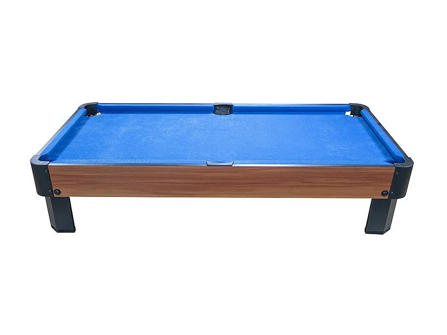 Billard de table avec accessoires - Kit Billard Compact de bureau ou salle de jeu, 102 x 51 x 22,5 cm - Marron et Tapis Bleu