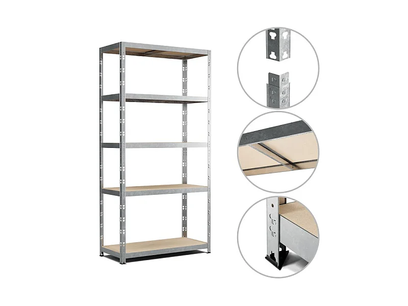 Etagère de rangement modulable et polyvalente pour atelier, garage, cave... Charge Lourde max 875kg -180x90x40cm - Gris